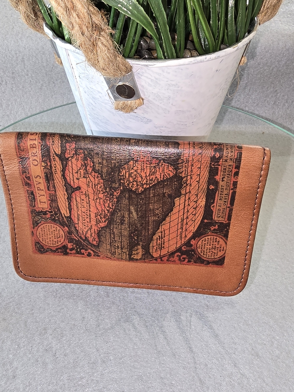 Scully Vintage Map Print Tan Leather Pocket Notebook